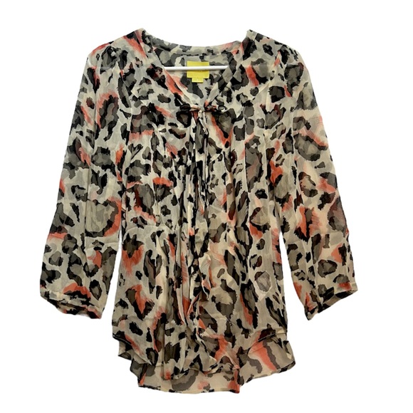Anthropologie Leopard 100% Silk Cheetah Blouse | 8 - Picture 7 of 12